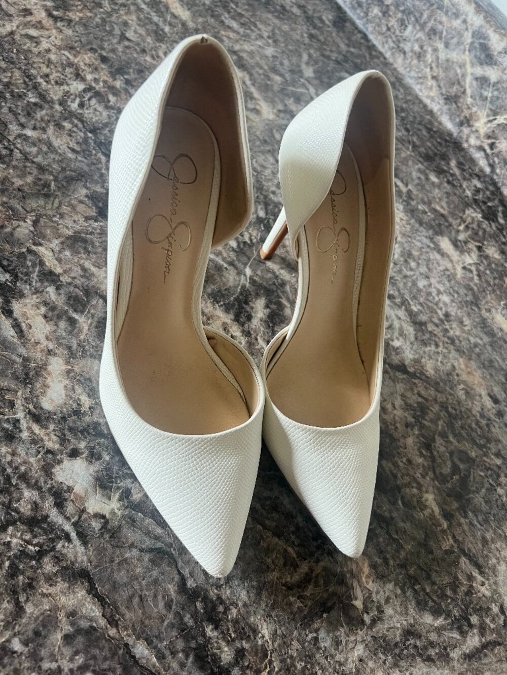 Jessica Simpson Ivory D'Orsay Pointed Toe Stiletto Pump Heels Size 8